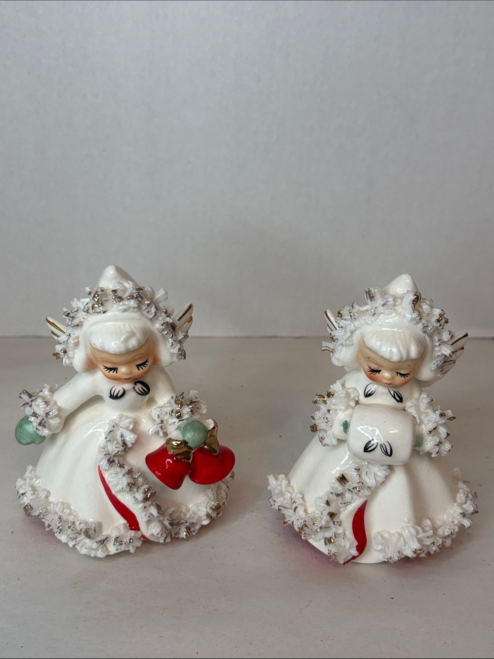 Vintage Holt Howard Christmas Angel Taper Candle Holder Set of 2